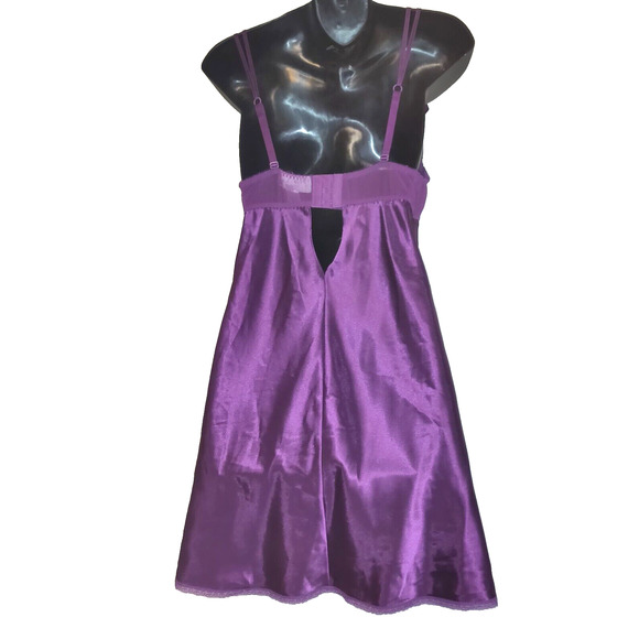 Vintage Y2K Babydoll Slip Dress M Morgan Taylor Purple Nightie Boysenberry NWT - Picture 10 of 15